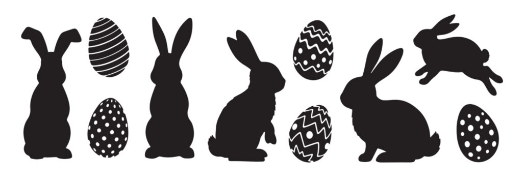 collection of silhouettes featuring easter bunnies and
