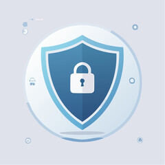 Digital security shield secure icon with lock symbol for protection