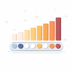 Colorful rising bar graph graphic illustration for data analysis and reports