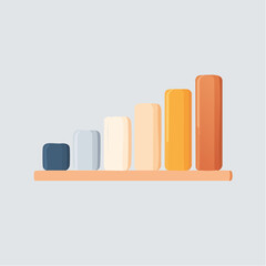 Rising bar graph illustration representing growth and progress on gray background