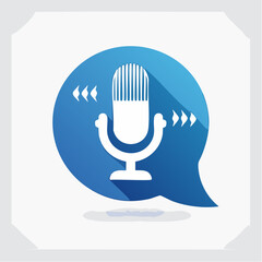 Voice recording symbol with microphone inside speech bubble graphic design