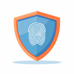 Fingerprint inside shield icon security and protection concept illustration