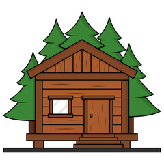 illustration of a wooden house