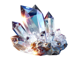 Crystal with diamond shine cut out on a transparent background