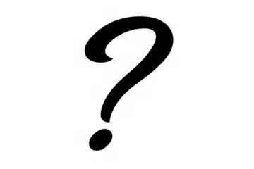 Question mark symbol representing query, uncertainty, curiosity, interrogation, and problem-solving, with a transparent background