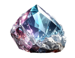 Crystal with diamond shine cut out on a transparent background