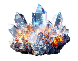 Crystal with diamond shine cut out on a transparent background