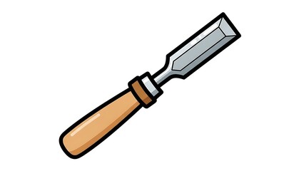 Woodworking Chisel Tool with Wooden Handle.