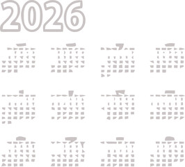 Annual calendar templates for 2024, 2025, and 2026 with Hindi text and minimalist grid layout for planning and organization.