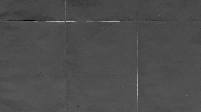 Dark animated paper texture with white fold lines and grunge grid background for video editing,Cinematic dark paper overlay with aged creases and grain for vintage film look and backgrounds