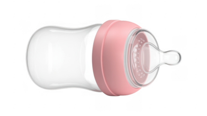 Pink and White Baby Bottle feeding bottle infant isolated on a transparent background