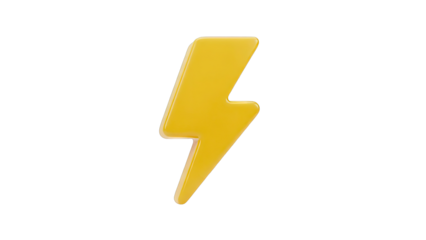 Yellow 3D Lightning Bolt Icon