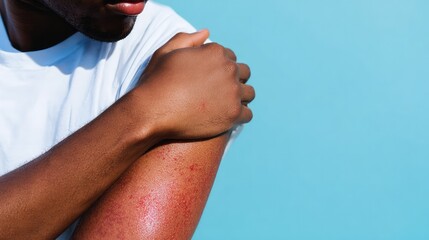 Chickenpox is characterized by red, swollen skin and blisters around the joints of the hands. 