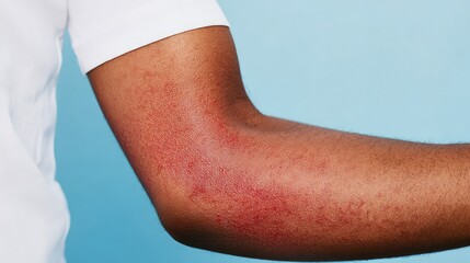 Chickenpox is characterized by red, swollen skin and blisters around the joints of the hands. 