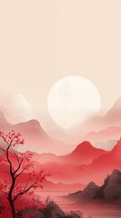 traditional Chinese ink wash mountains phone wallpaper