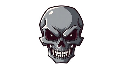 Obraz premium Gray Cartoon Skull Isolated on White.