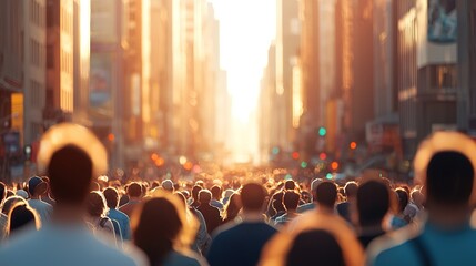 Vibrant city life large crowd of people walking in bustling city street urban environment gigapixel capture