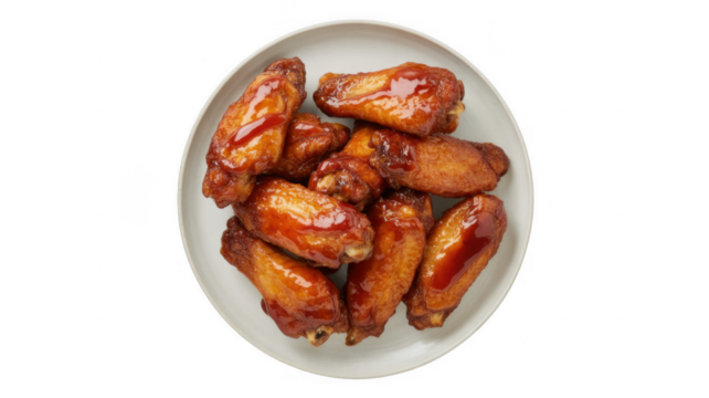 Plate of glazed chicken wings isolated isolated on a transparent background - Powered by Adobe