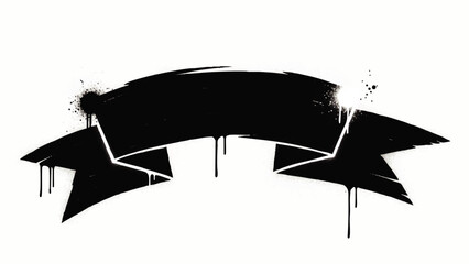 Black Paint Brush Stroke on Canvas.