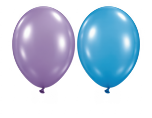 Purple and blue balloons side by side party celebration isolated on a transparent background