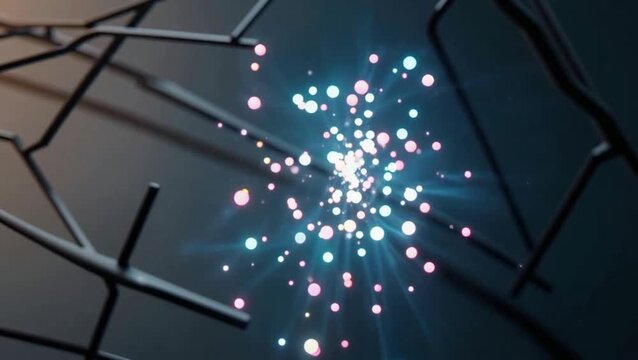 Abstract Glowing Light Particles Moving in Cinematic Space
