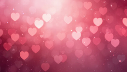 Pink bokeh hearts love background with sparkling lights and soft focus, ideal for valentine's