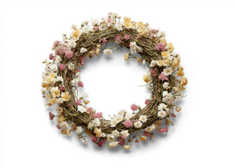 A vibrant circular wreath adorned with a mix of colorful flowers brightens up the space Generative AI