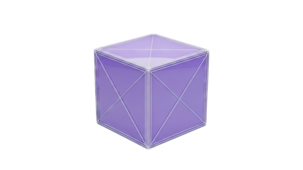 Wireframe Geometric Shape with Purple Fill