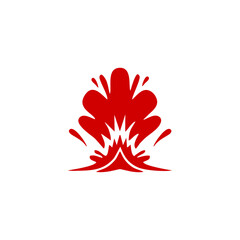  splash boom template sihouette vector logo mono color red transparant background