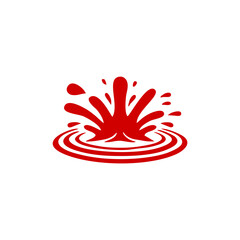  splash boom template sihouette vector logo mono color red transparant background