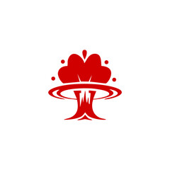  splash boom template sihouette vector logo mono color red transparant background