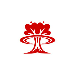  splash boom template sihouette vector logo mono color red transparant background