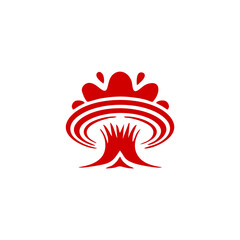  splash boom template sihouette vector logo mono color red transparant background