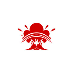  splash boom template sihouette vector logo mono color red transparant background