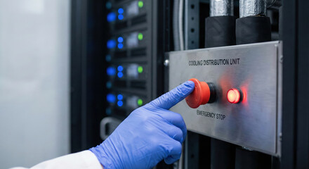 Maintenance of cooling distribution units CDU for AI center ensures efficient operation and safety with emergency stop controls and precise system
