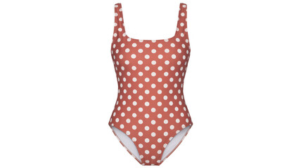 Red and white polka dot swimsuit fashion isolated on a transparent background
