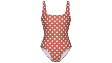 Red and white polka dot swimsuit fashion isolated on a transparent background