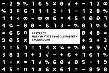 Abstract Mathematics Symbols Pattern on Black Background