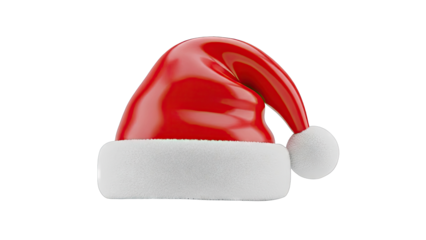 Red Santa Hat with White Fur Trim and Pom-Pom