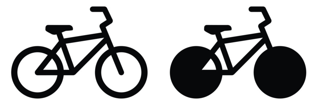 Bicycle icons designs in black silhouette,icon bicycle using line style,Bicycle icon bike vector symbol, Modern bicycle icon.Bicycle parking icon. Bicycle sign area, vector illustration