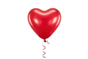Red Heart Balloon heart shape red color isolated on a transparent background