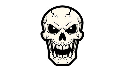 Fototapeta premium Vector Illustration of Angry Skull with Teeth.
