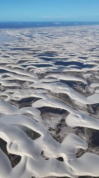 Lencois Maranhenses Skyline In Santo Amaro Maranhao Brazil. Sand Dunes And Lagoons Forming During The Rainy Season. Deserted Landscape Peaceful Vibrant. Deserted Waterfront Coast.