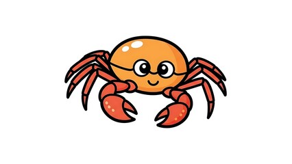 Fototapeta premium Cartoon Crab Character Illustration Isolated.