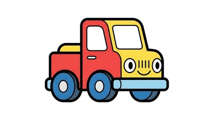 Colorful Cartoon Truck with Smiling Face.