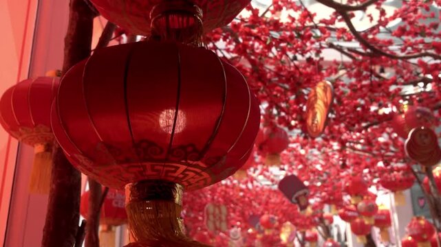 Chinese new year lanterns during festival at night.