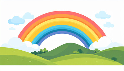 Flat Rainbow Over Hills