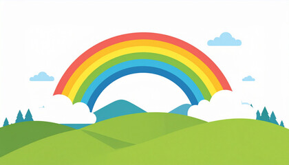 Flat Rainbow Over Hills