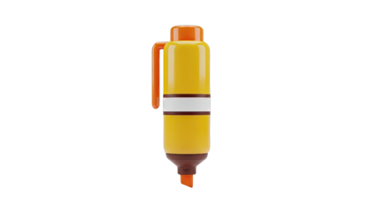 Yellow Highlighter with Orange Cap and Clip