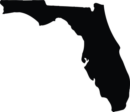 Florida state map outline silhouette  American state boundary shape